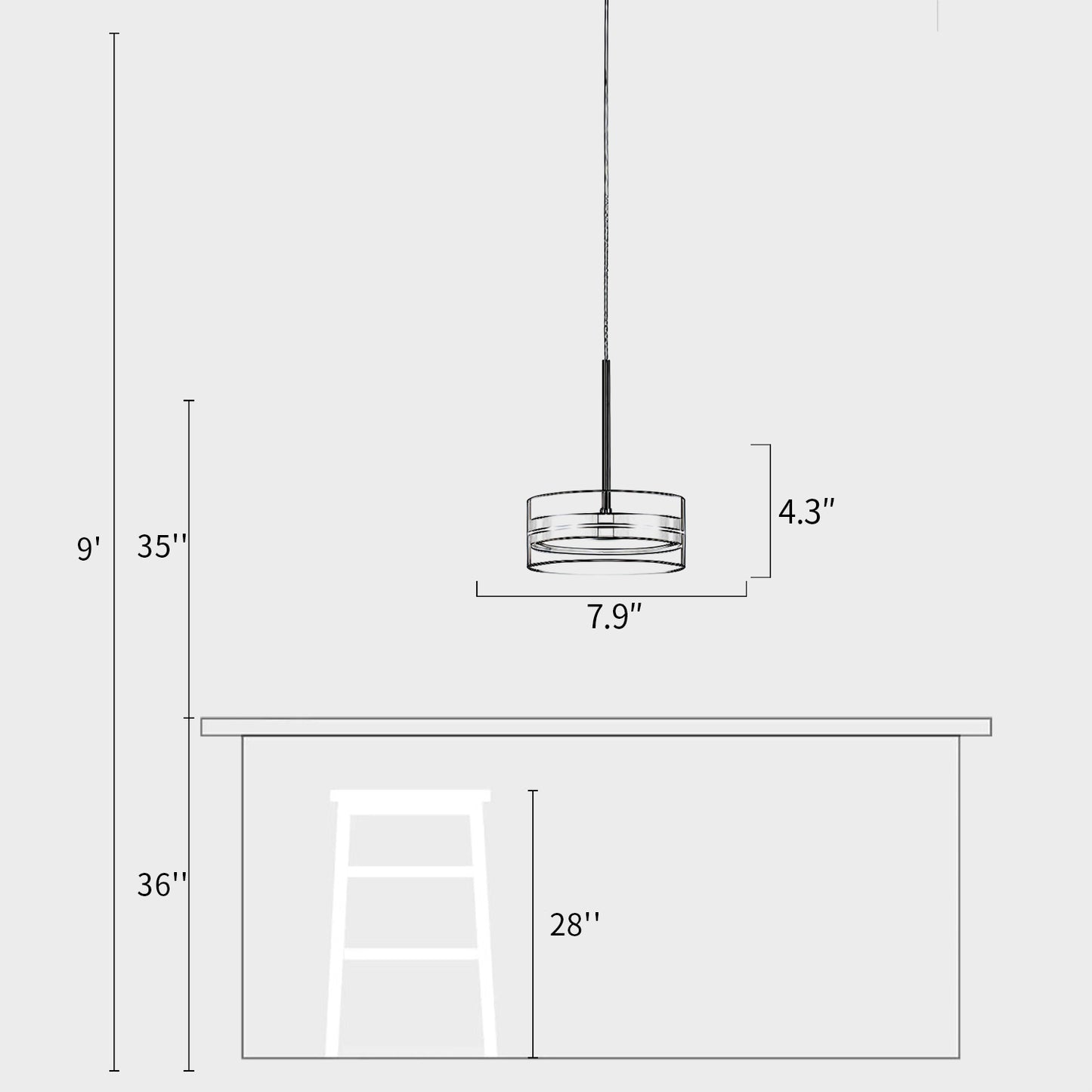 Drum-Shaped Pendant Light
