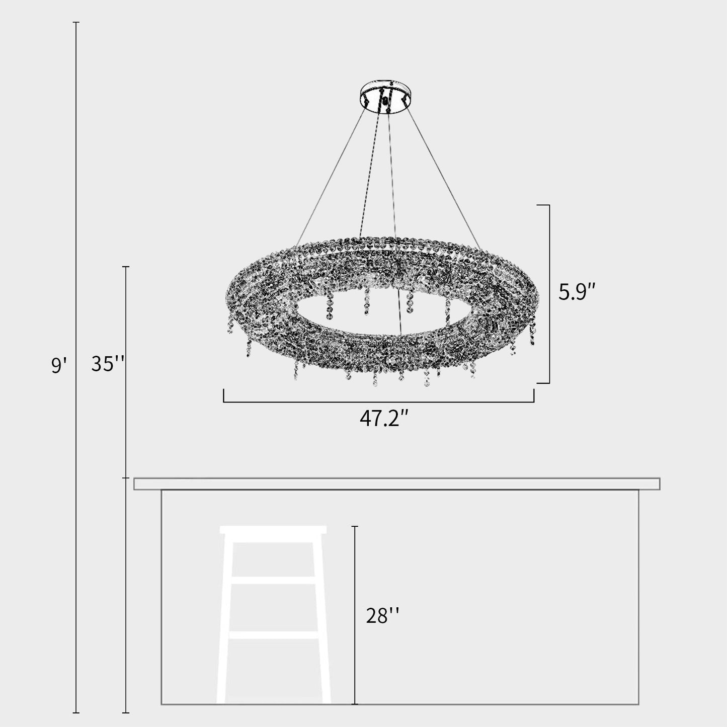 Looop Crystal Ring Chandelier