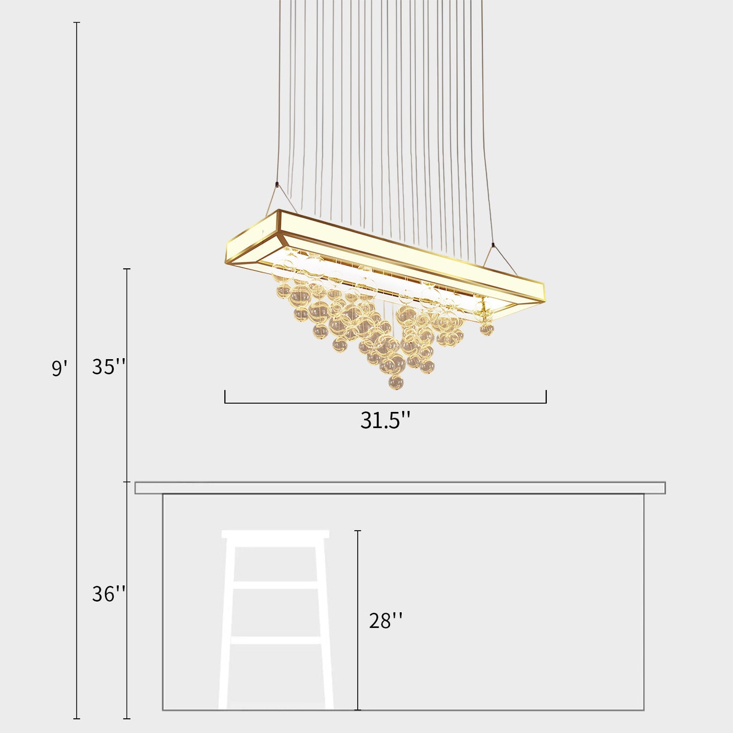 Rectangular Glass Chandelier