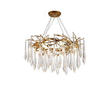 Brass Round Teardrop Chandelier