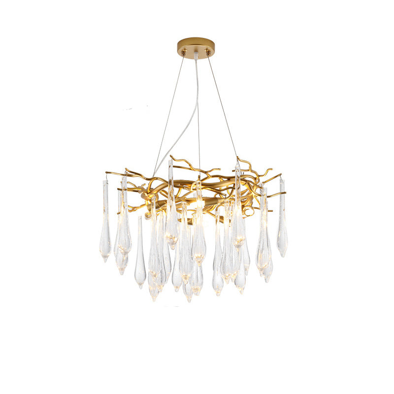 Brass Round Teardrop Chandelier