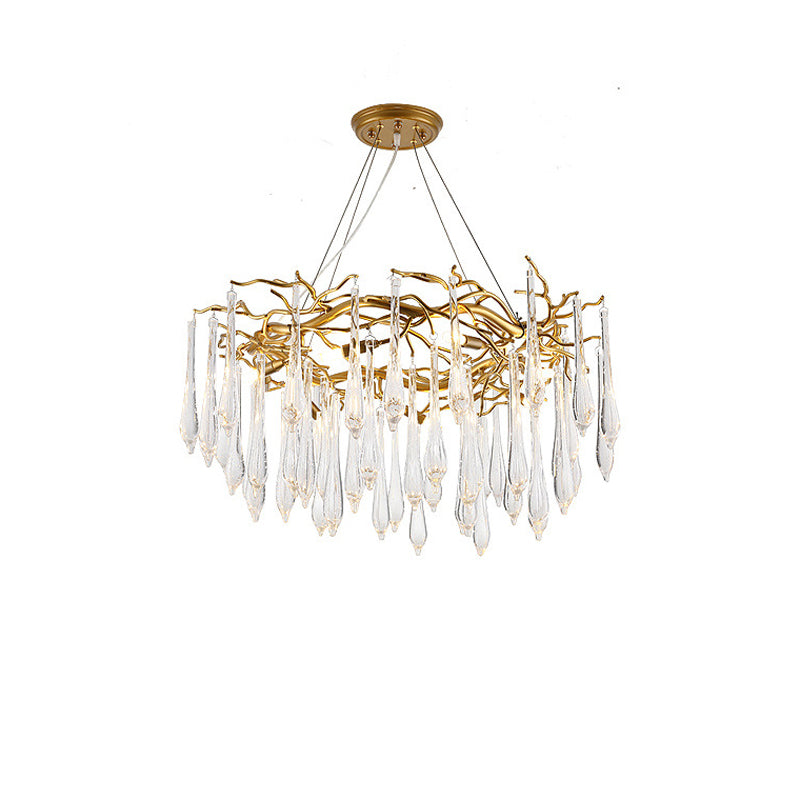 Brass Round Teardrop Chandelier