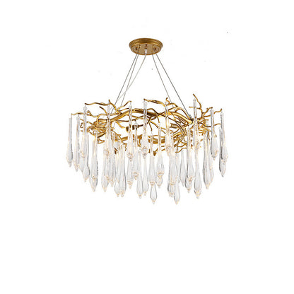 Brass Round Teardrop Chandelier