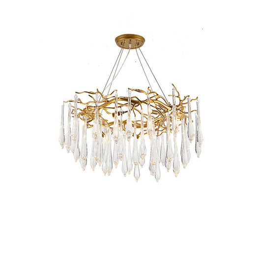 Brass Round Teardrop Chandelier