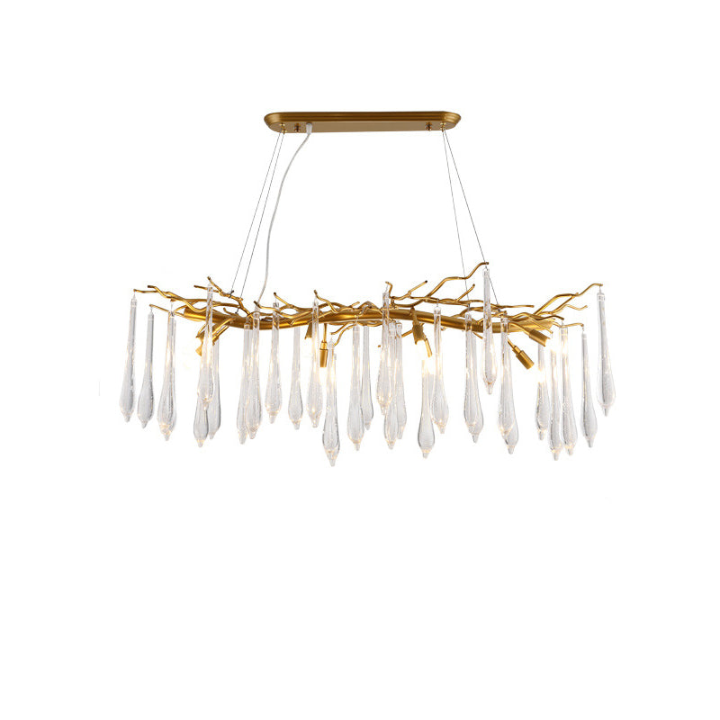 Brass Round Teardrop Chandelier