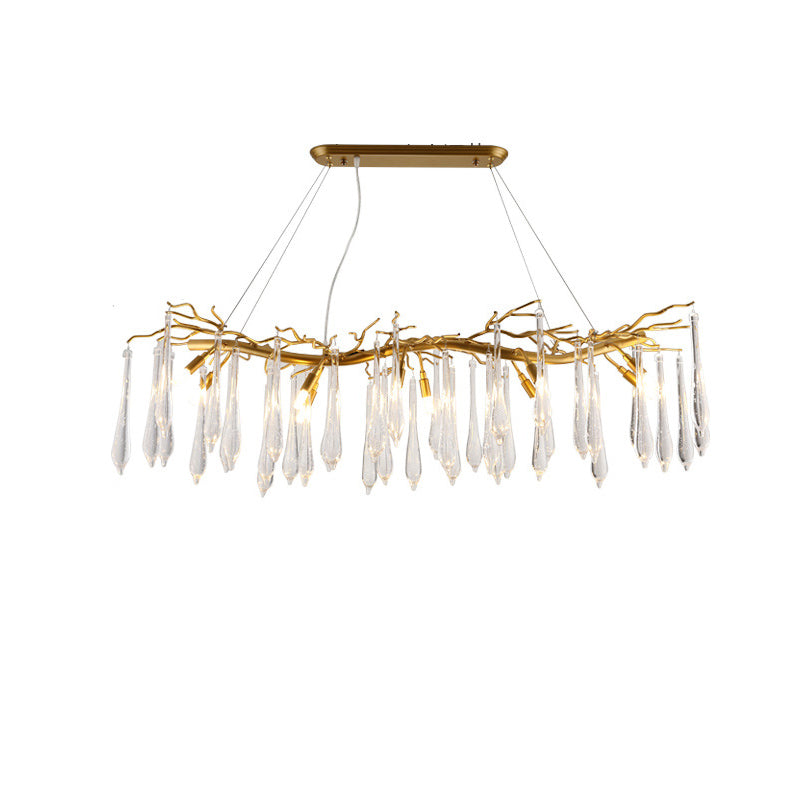 Brass Round Teardrop Chandelier