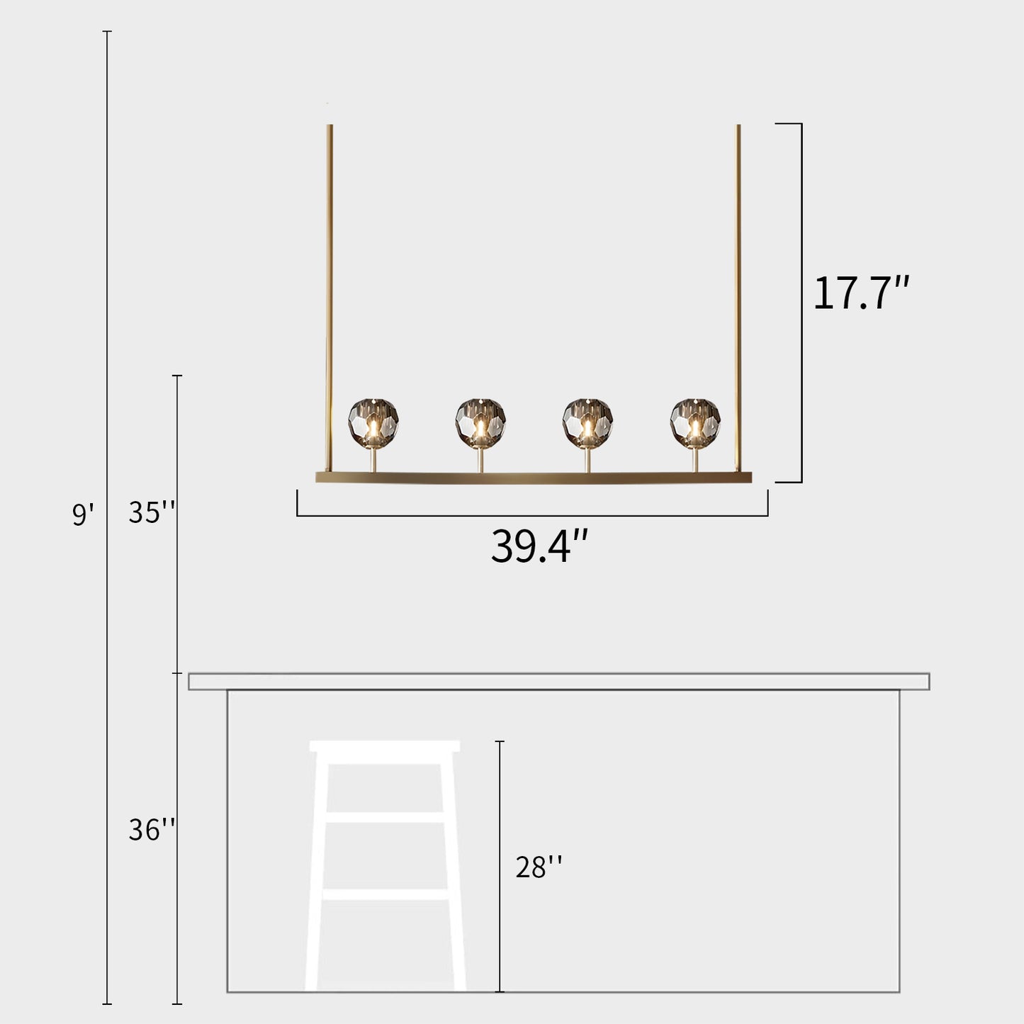 Crystal Ball Linear Chandelier