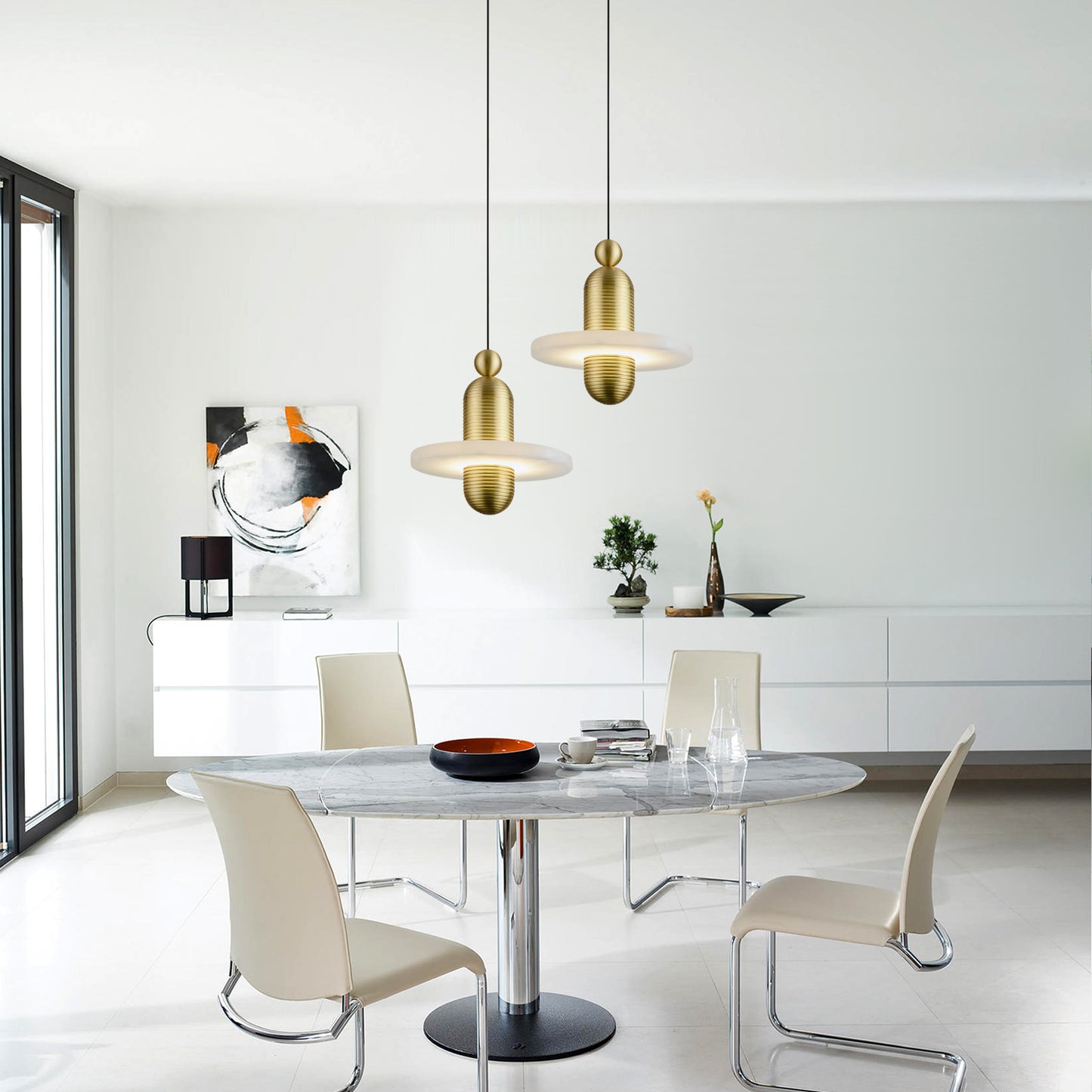 Alabaster Disc Pendant Lamp