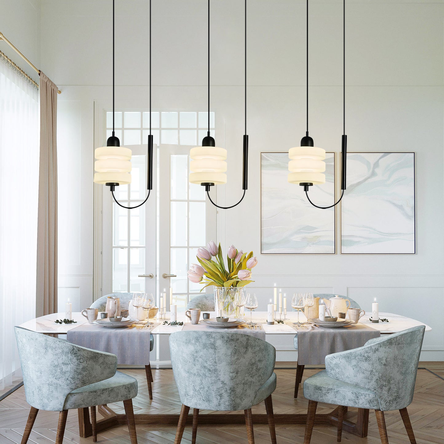 Alabaster Triple Pendant