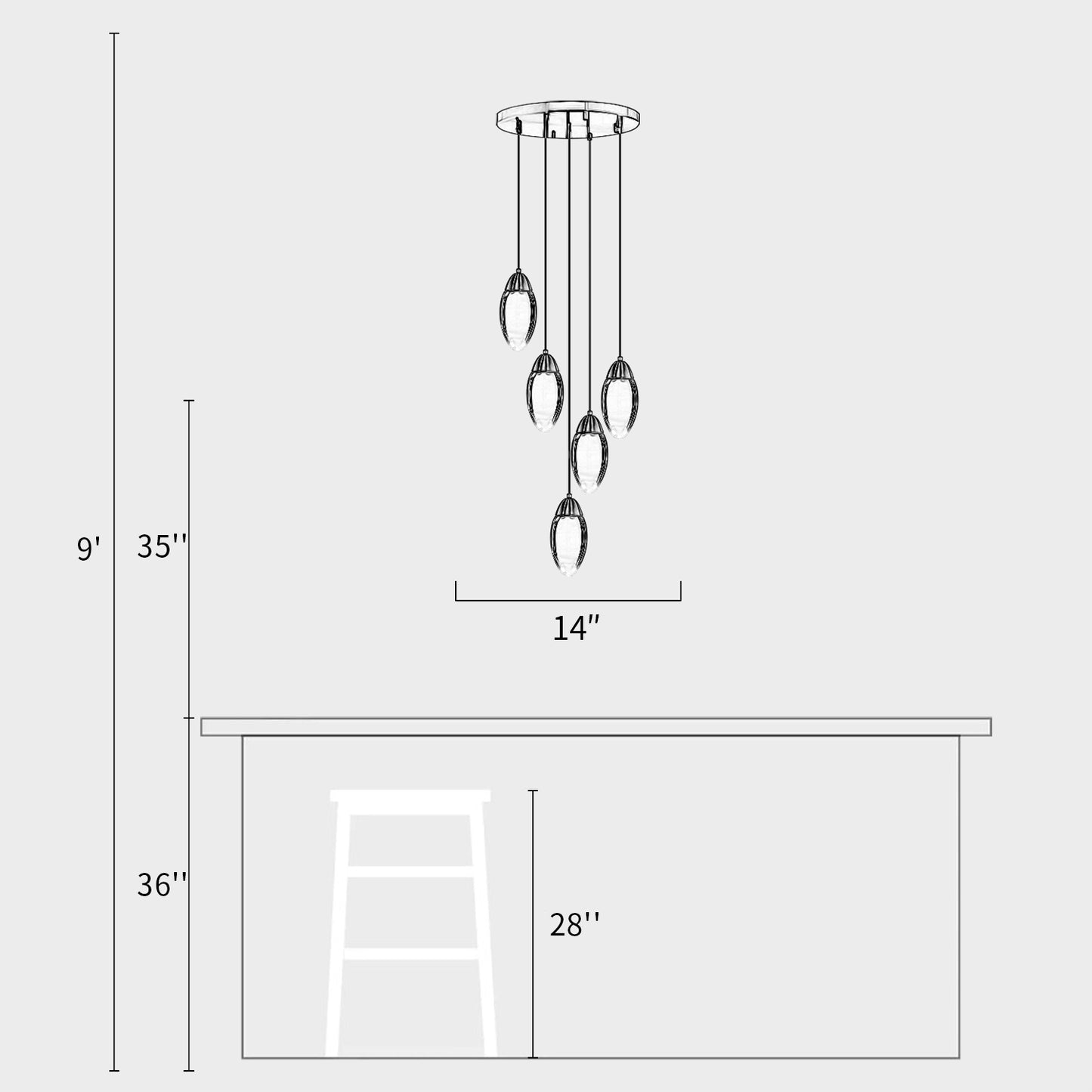 Brass Crystal Pendant Light