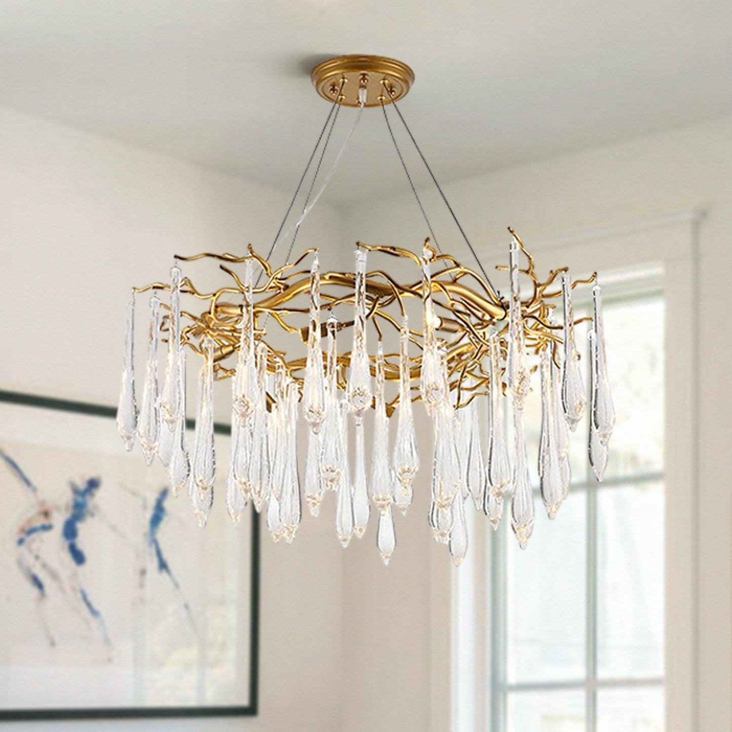 Brass Round Teardrop Chandelier
