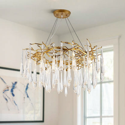 Brass Round Teardrop Chandelier