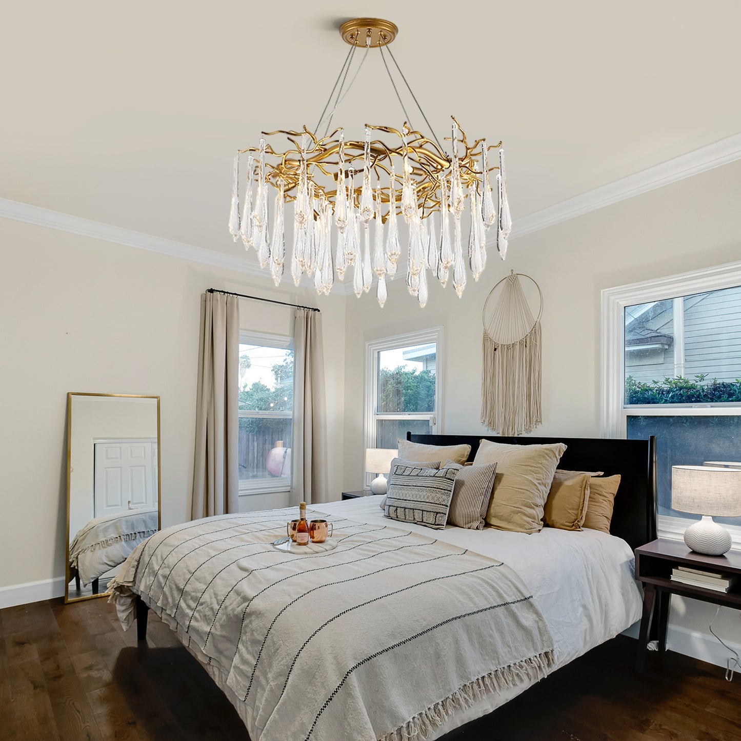 Brass Round Teardrop Chandelier