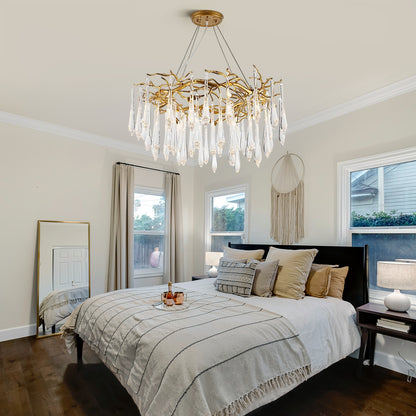 Brass Round Teardrop Chandelier