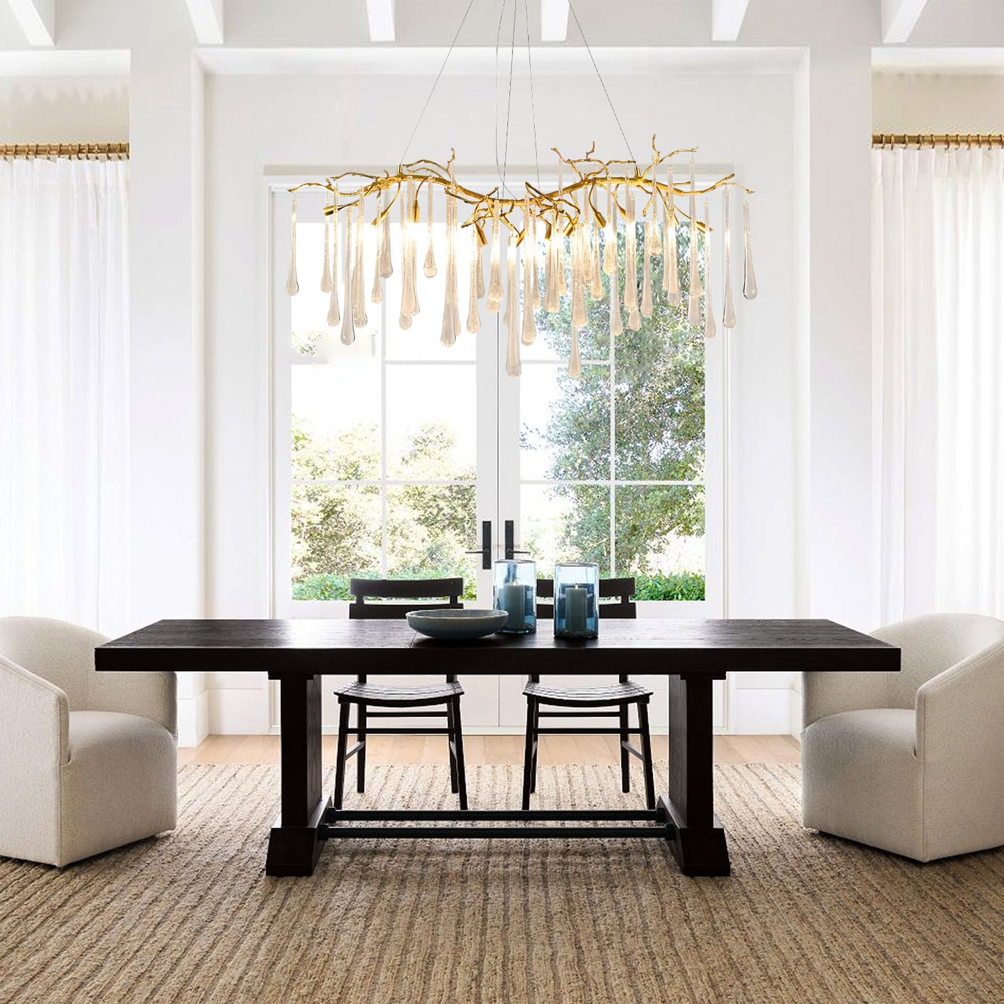 Brass Round Teardrop Chandelier