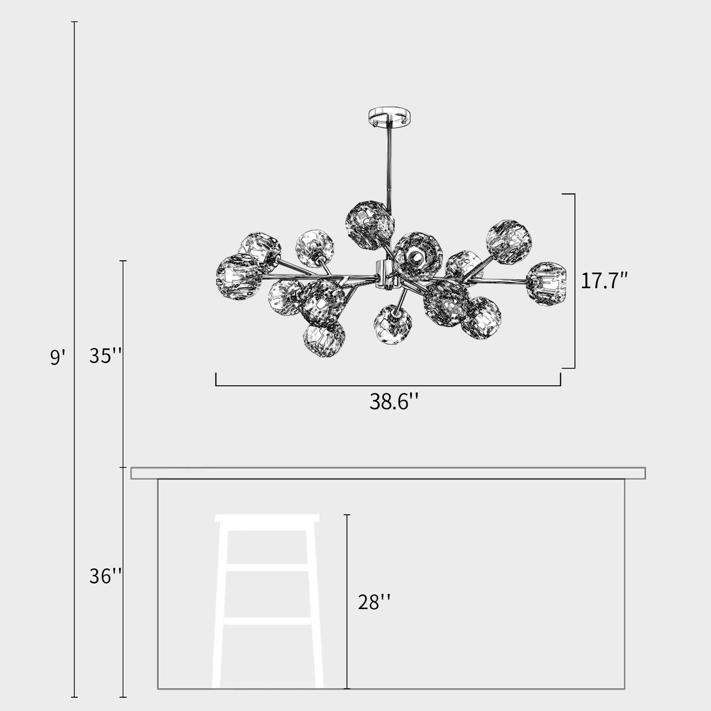 Crystal Ball Cluster Chandelier
