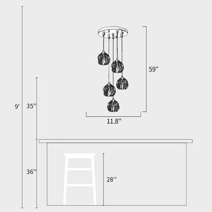Crystal Ball Round Cluster Chandelier