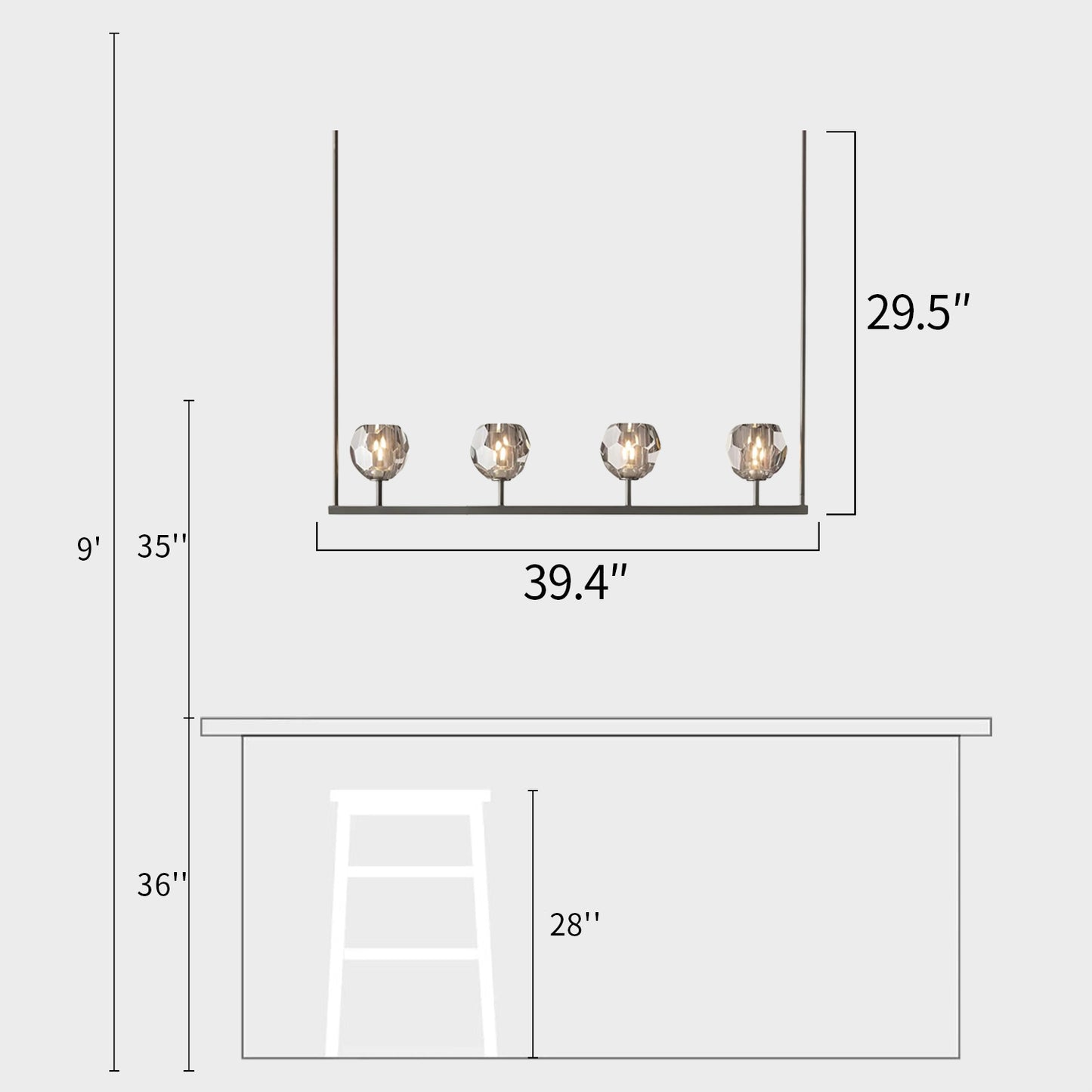 Crystal Glass Linear Chandelier