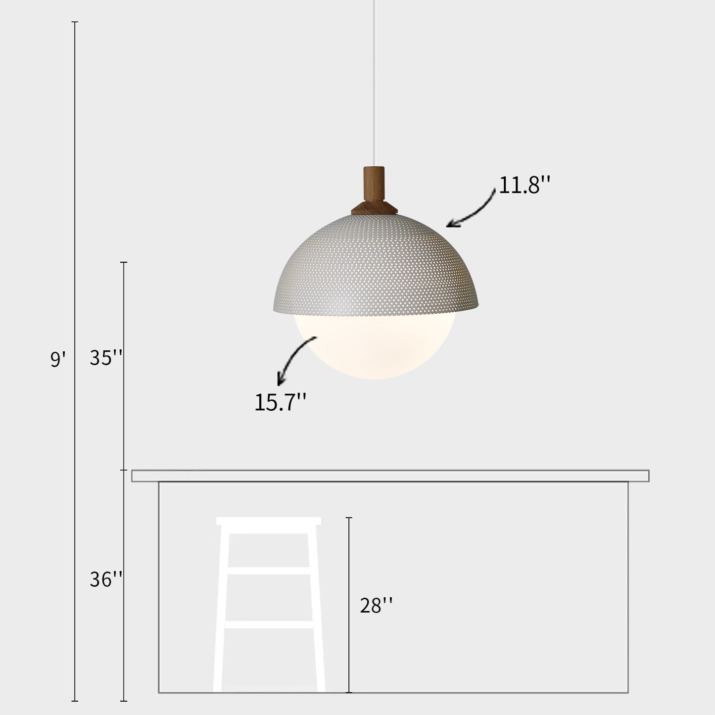 Dome Perforated Pendant Light