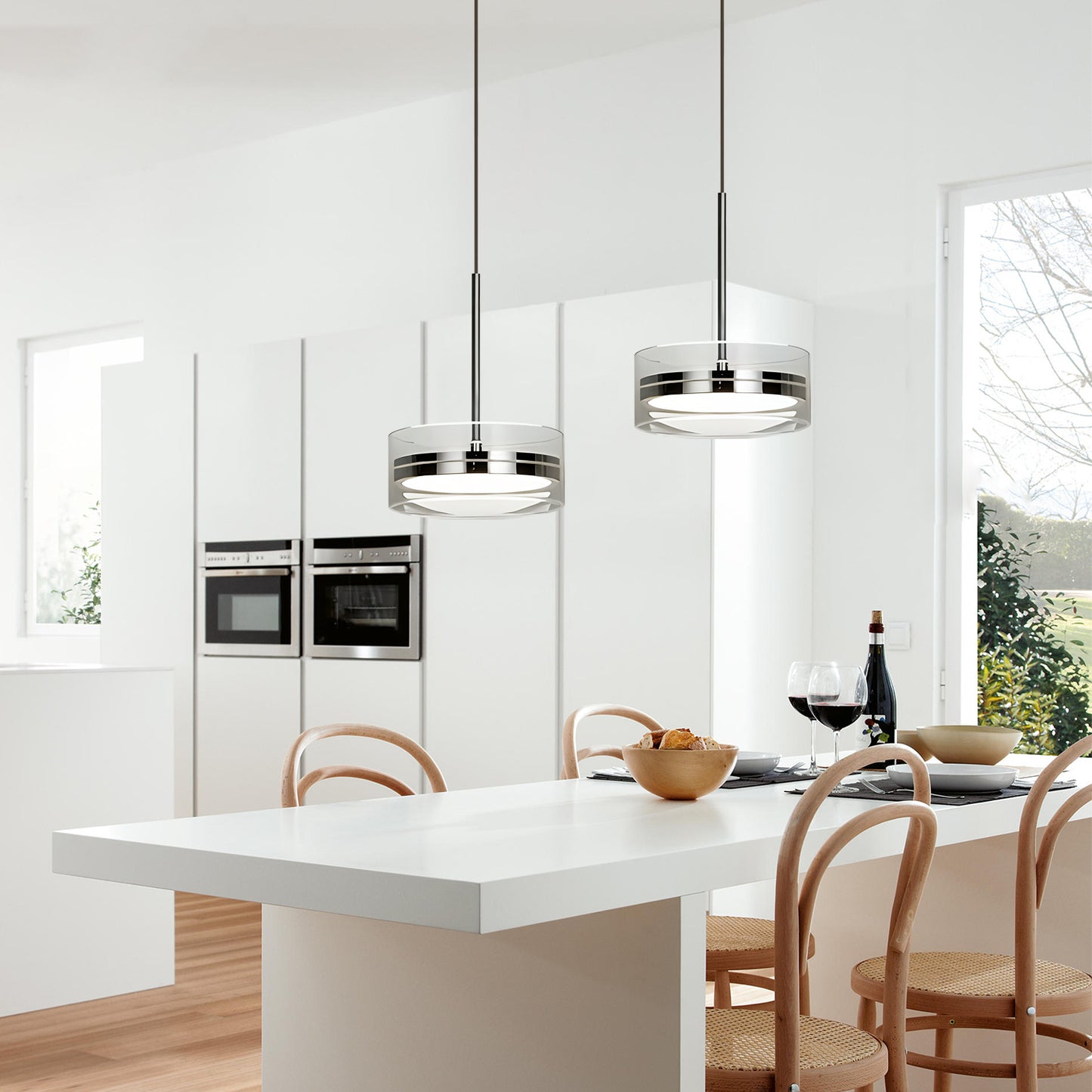 Drum-Shaped Pendant Light