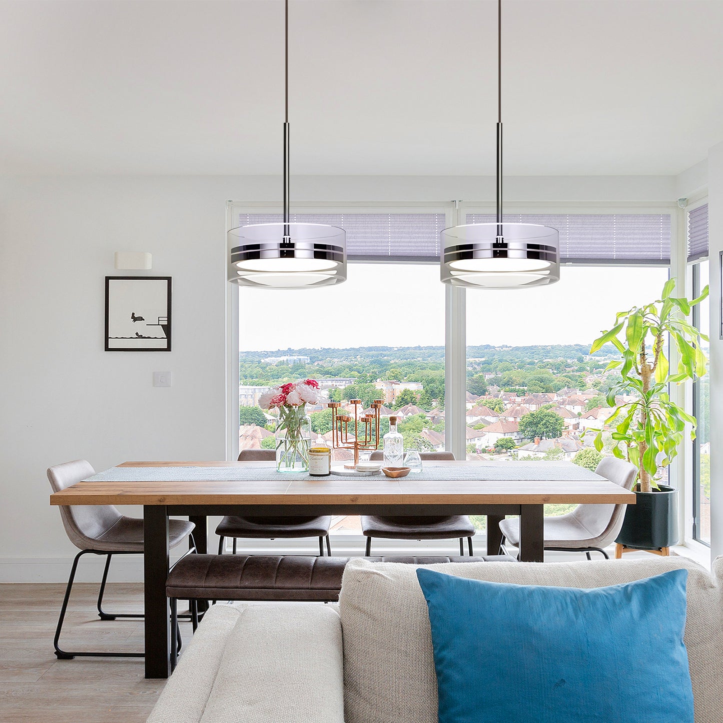 Drum-Shaped Pendant Light