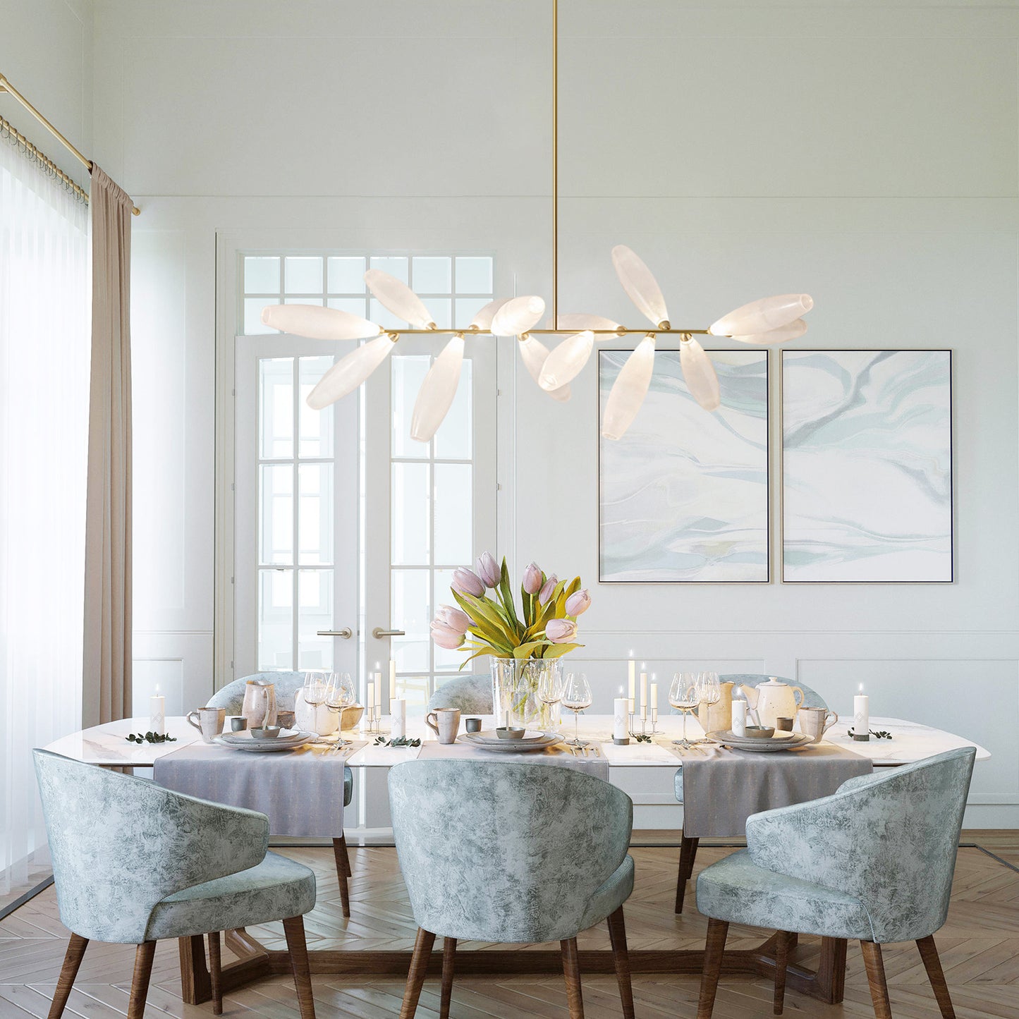 Frosted Grain Glass Chandelier