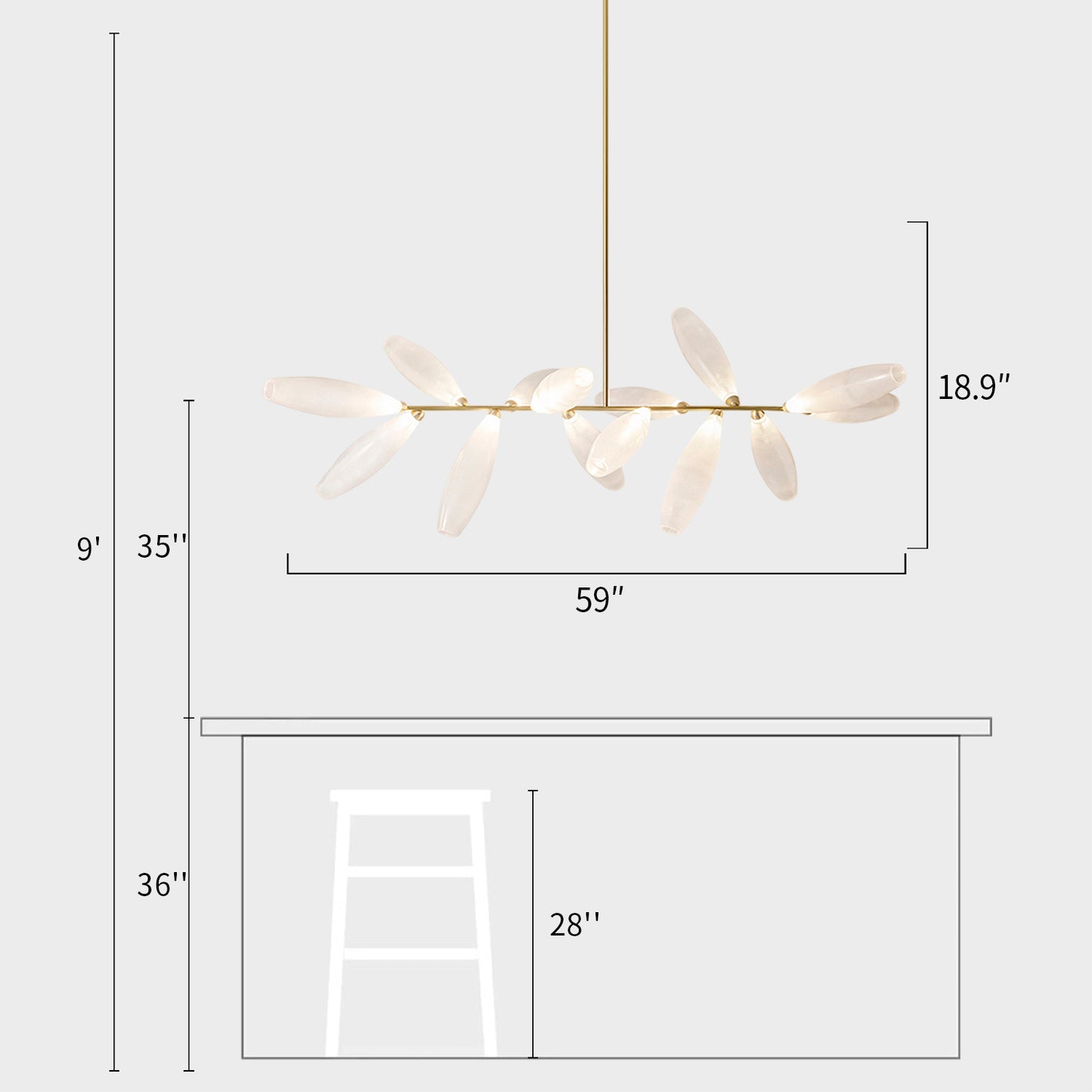 Frosted Grain Glass Chandelier