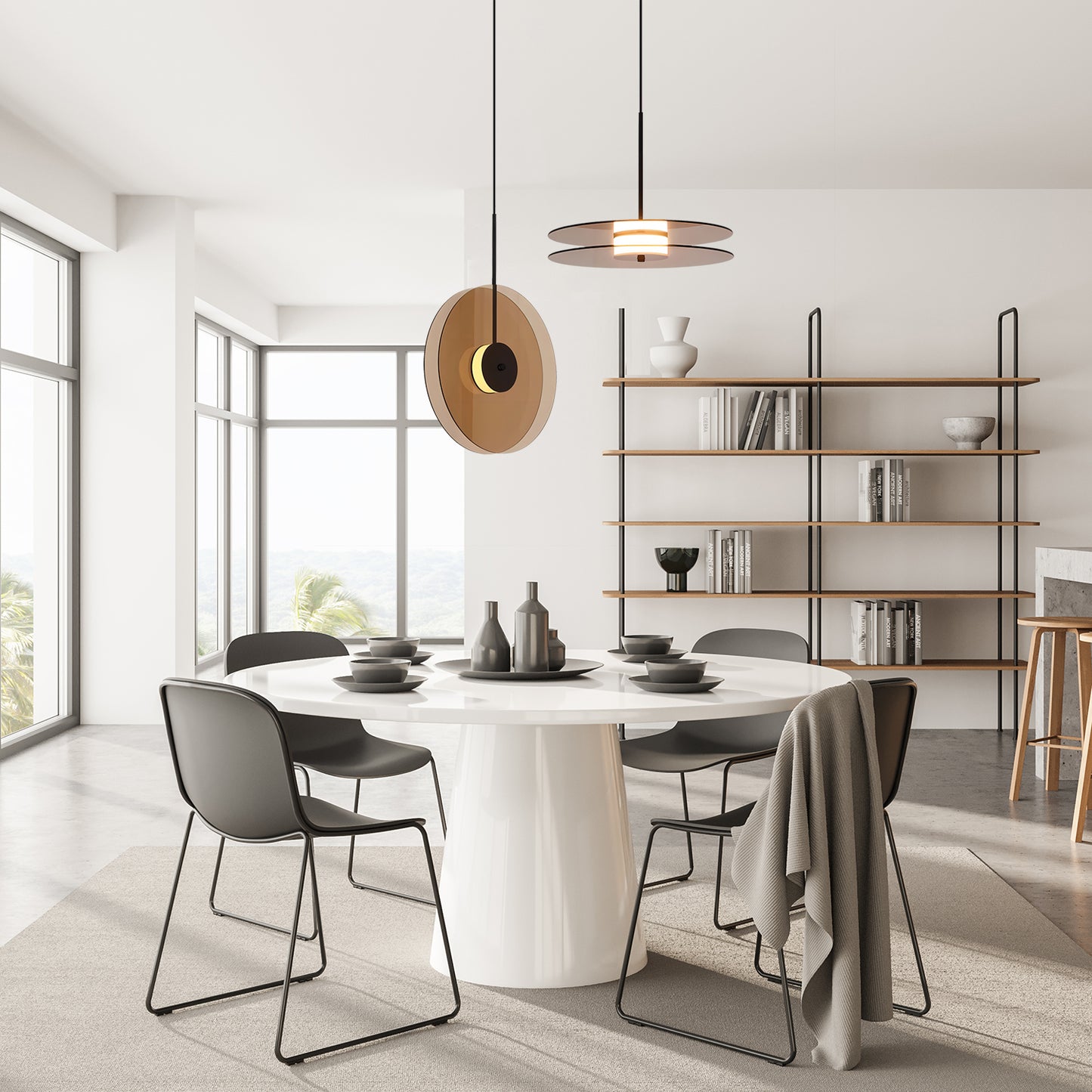 Glass Disc Pendant Light