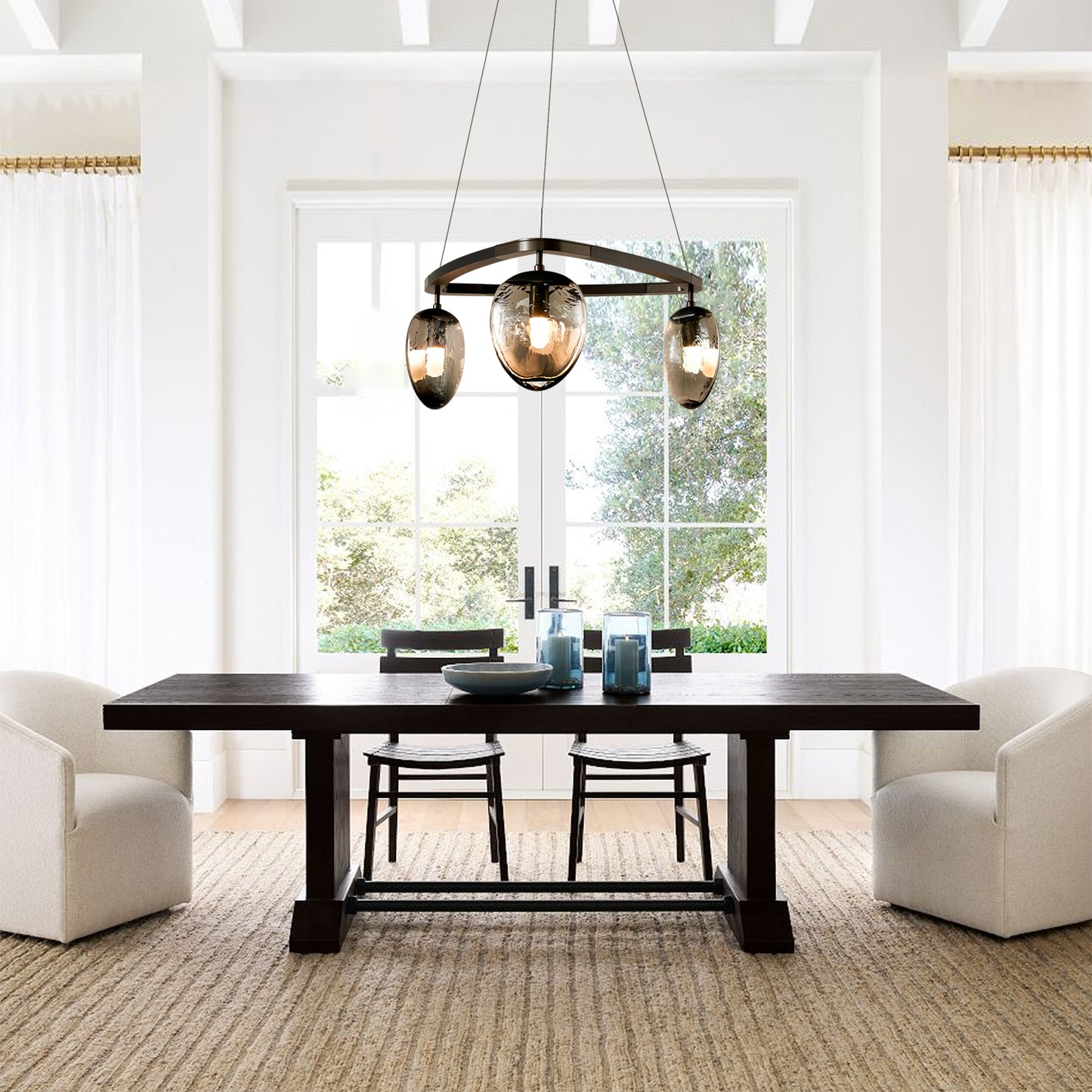 Leaf Oval Triple Chandelier