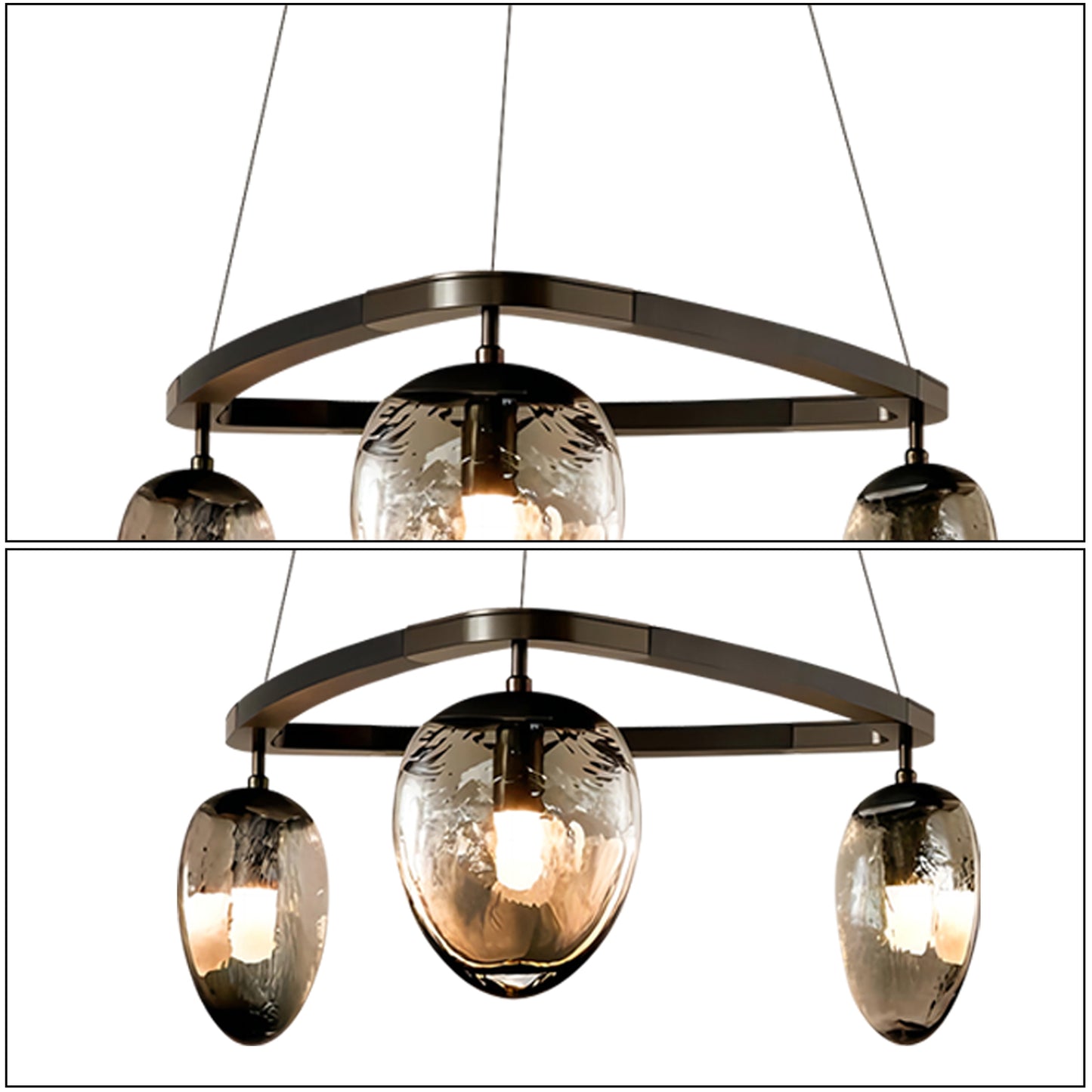 Leaf Oval Triple Chandelier