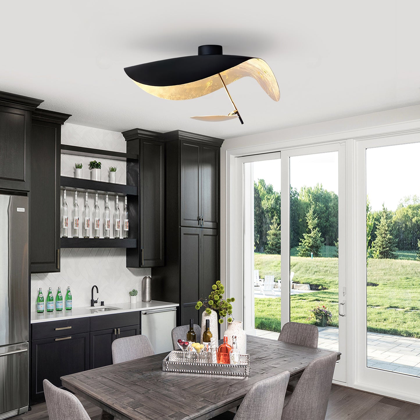 Lederam Gold Leaf Ceiling Light