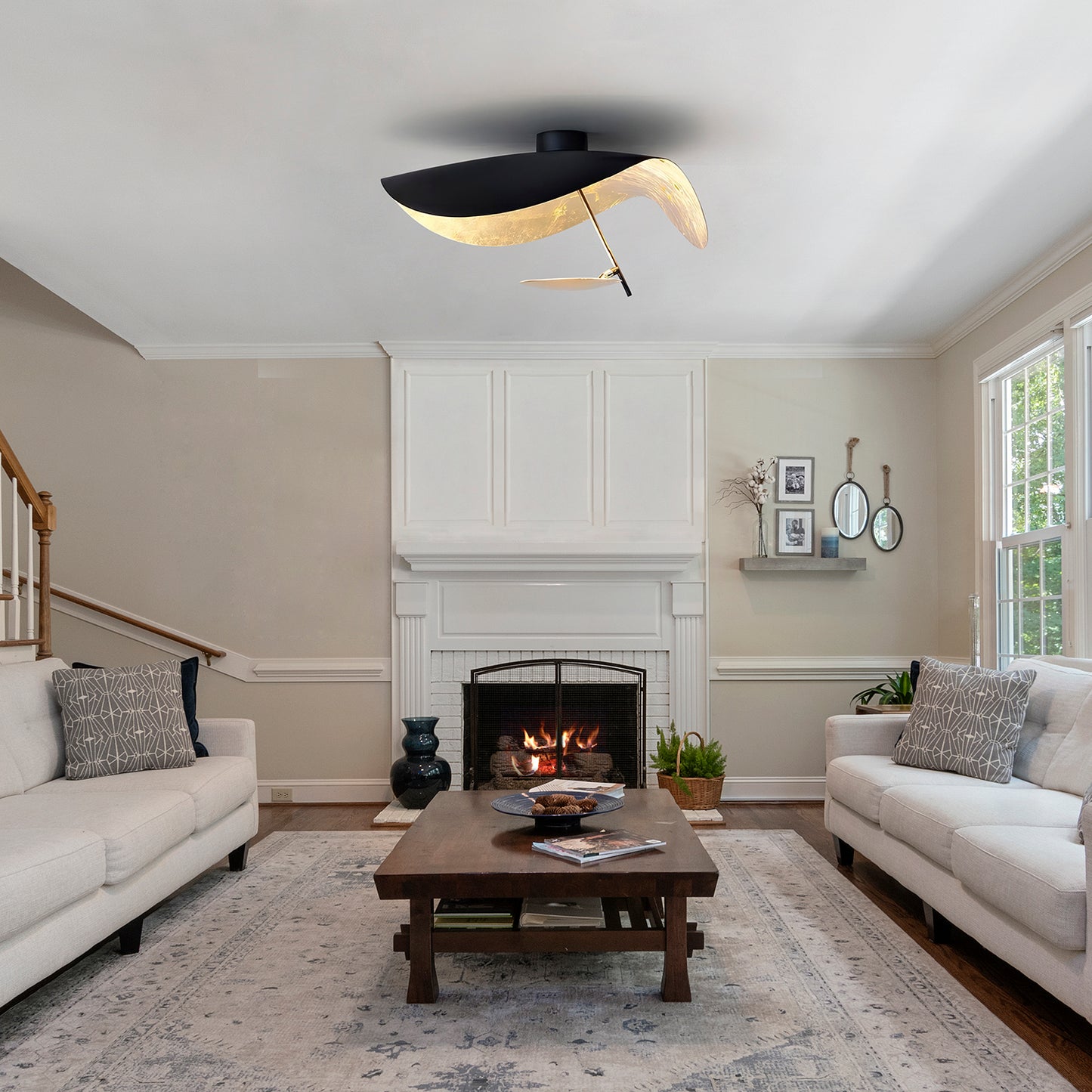 Lederam Gold Leaf Ceiling Light