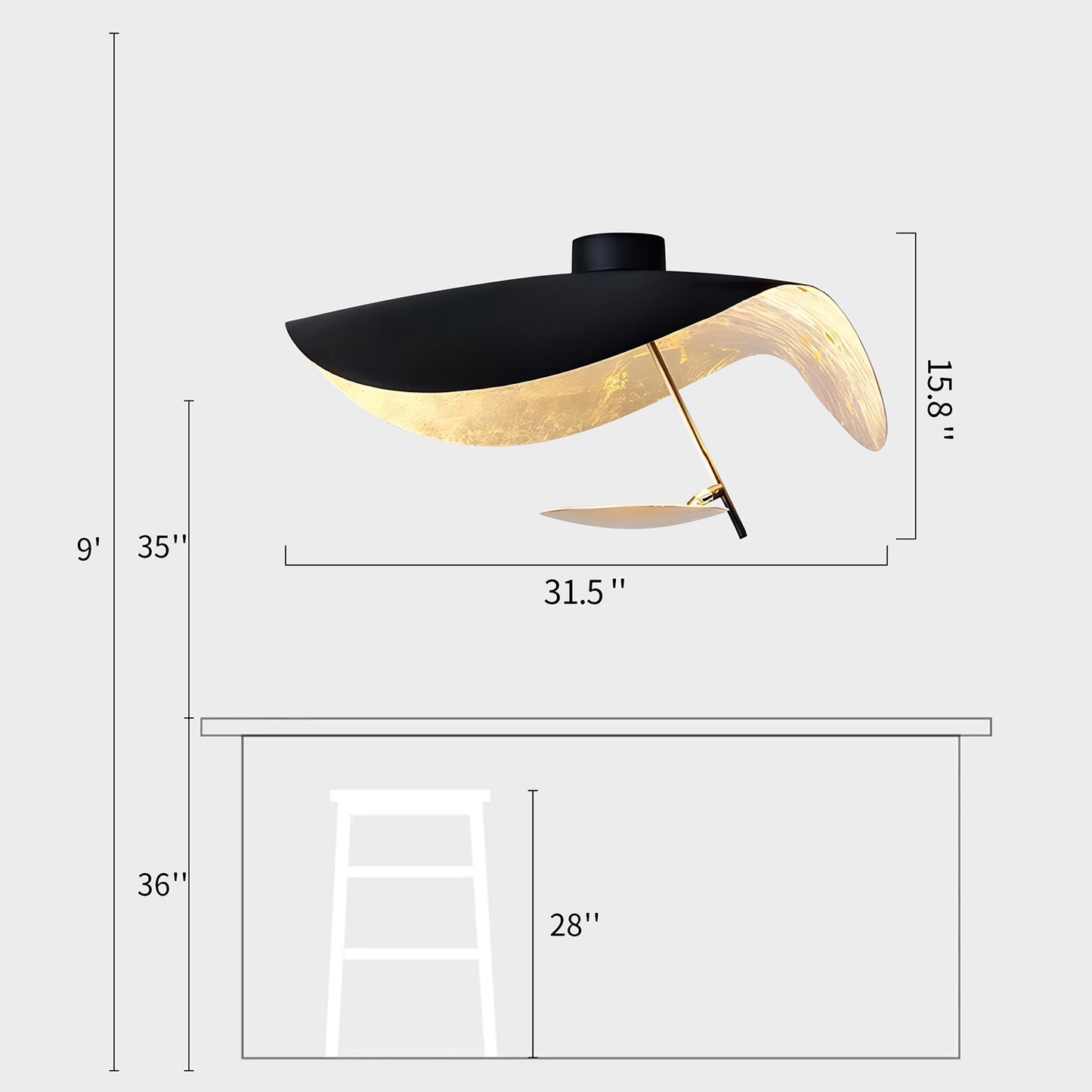 Lederam Gold Leaf Ceiling Light