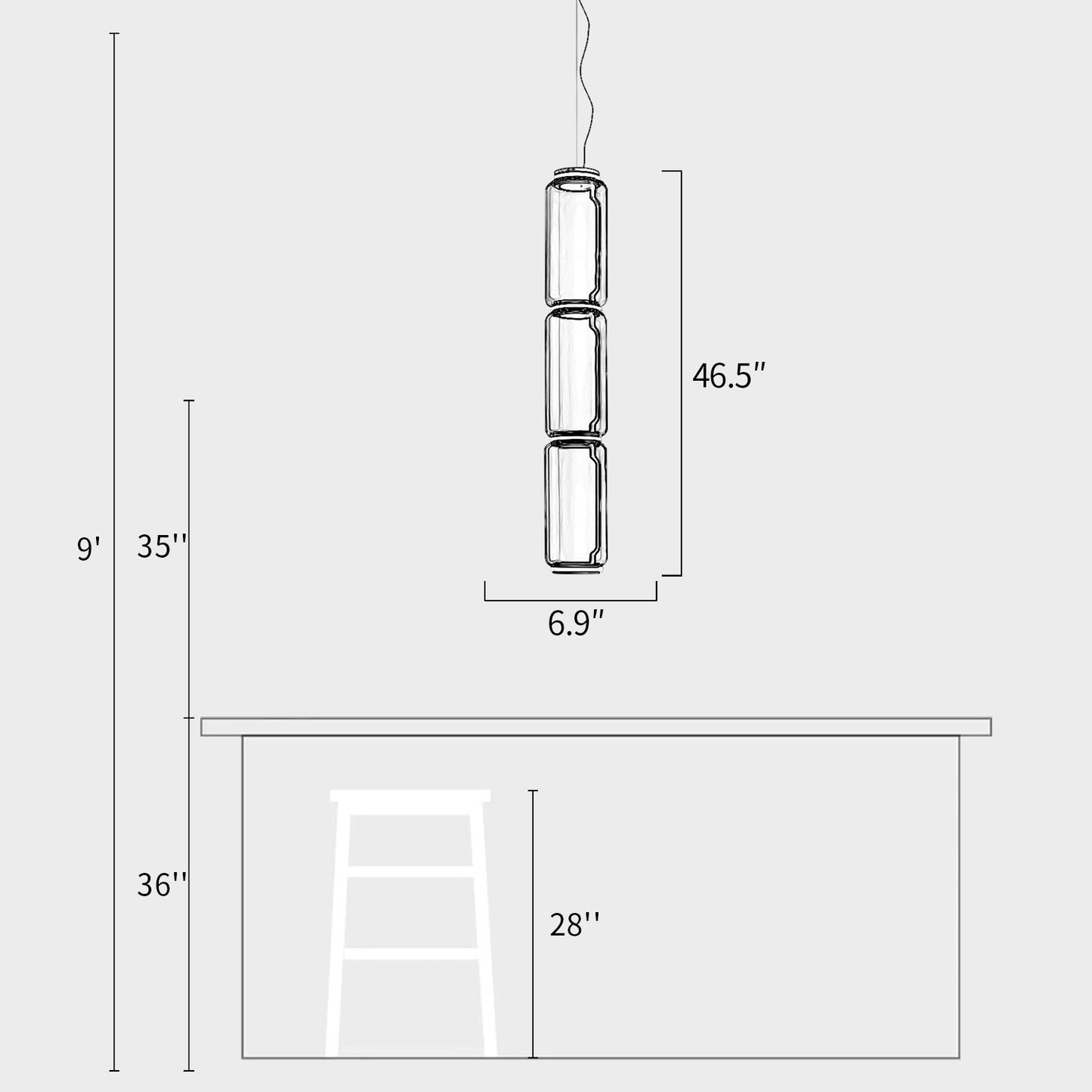 Noctambule Glass Pendant Lamp-B