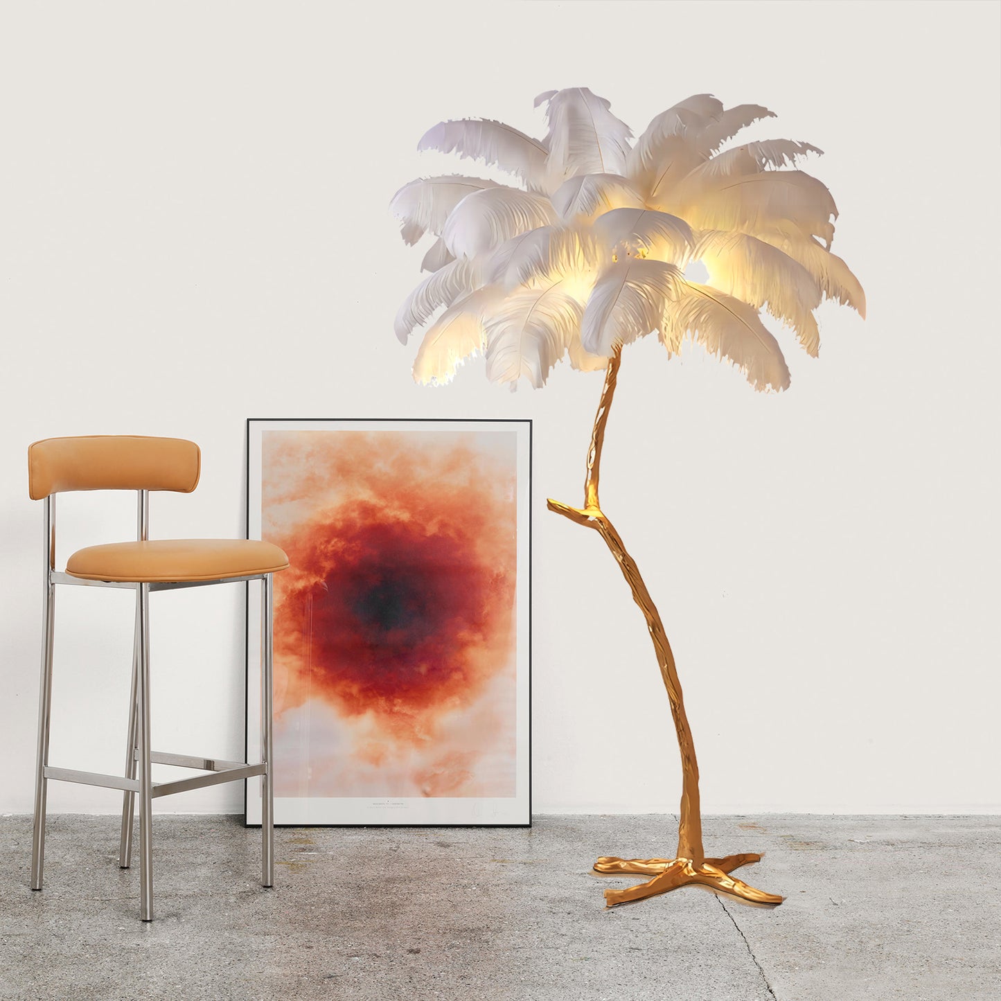 Ostrich Feather Floor Lamp