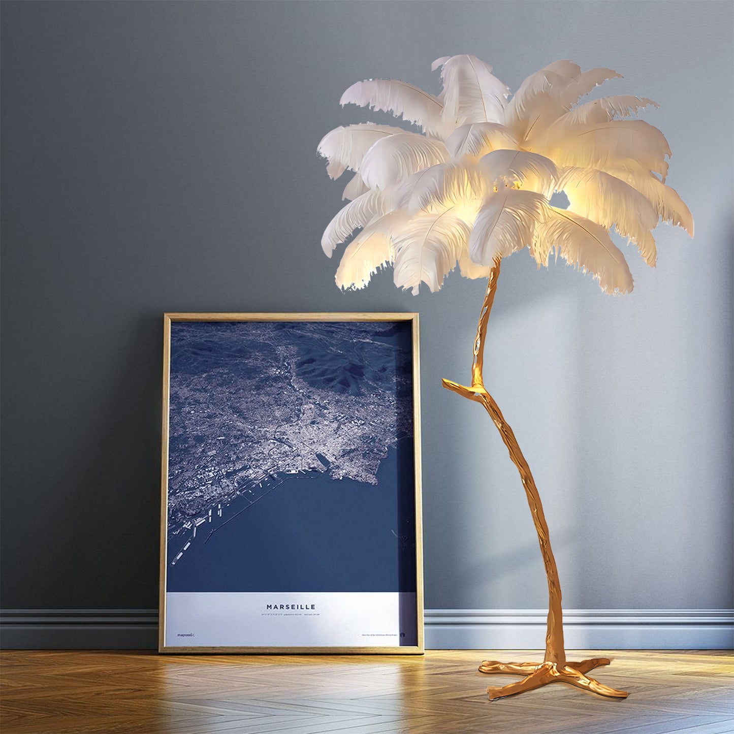 Ostrich Feather Floor Lamp