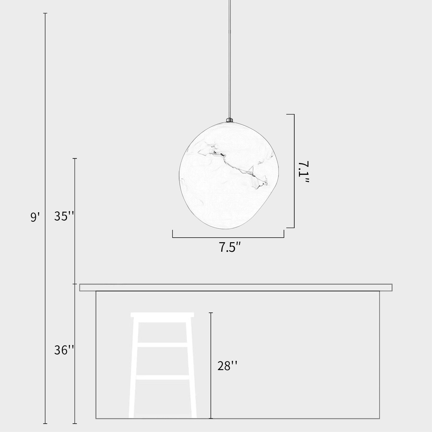 Pebble Galet Pendant Lamp