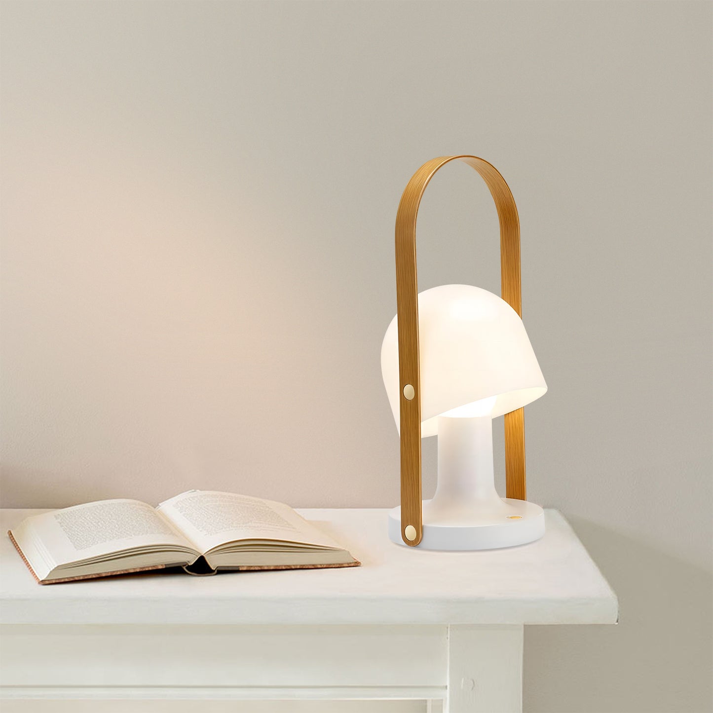 Portable Wooden Handle Table Lamp