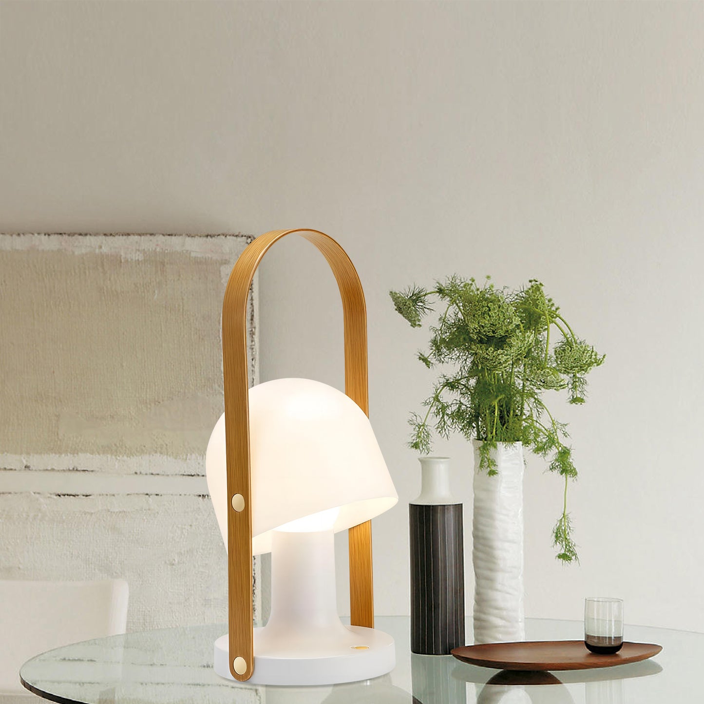Portable Wooden Handle Table Lamp