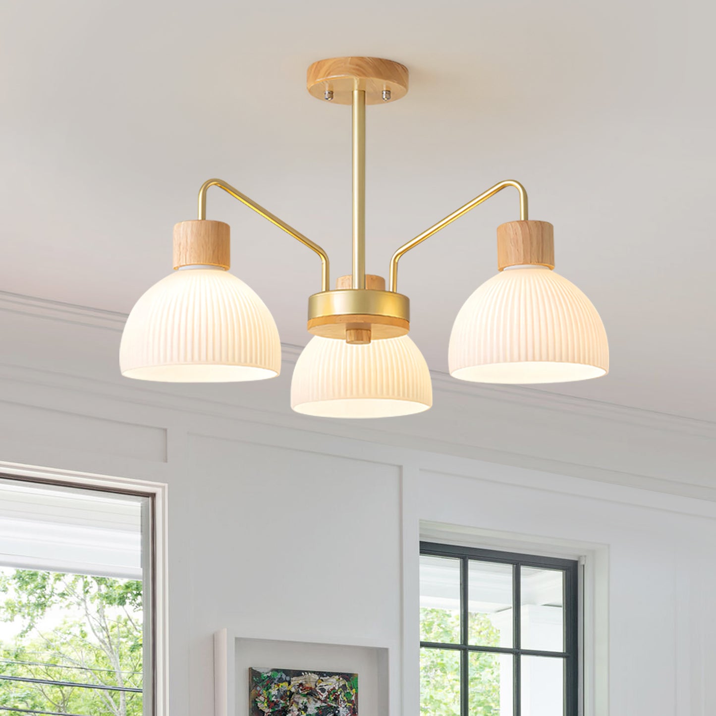 Ribbed Glass Chandelier