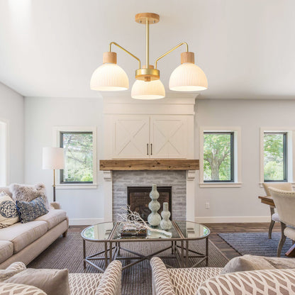 Ribbed Glass Chandelier