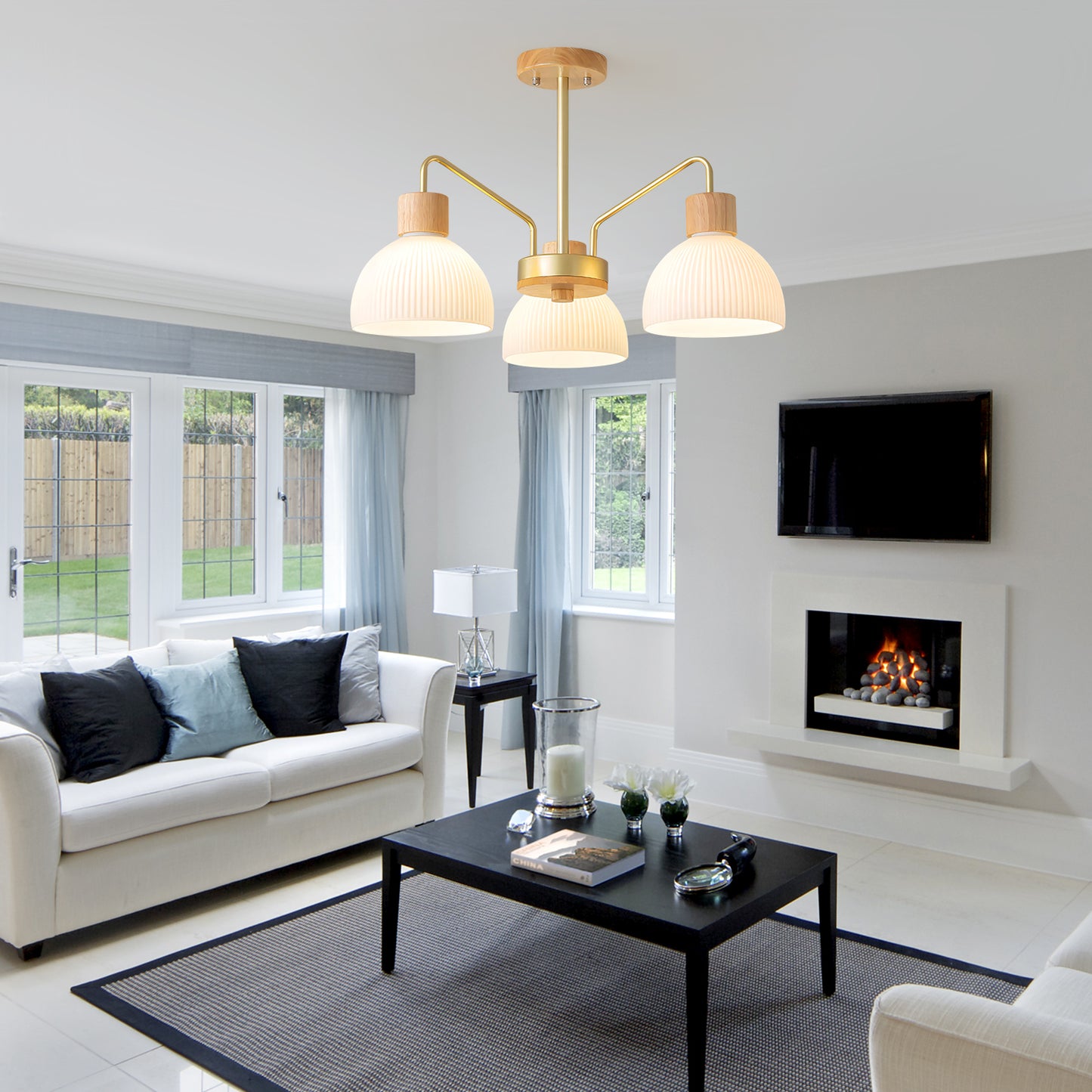 Ribbed Glass Chandelier