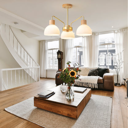 Ribbed Glass Chandelier