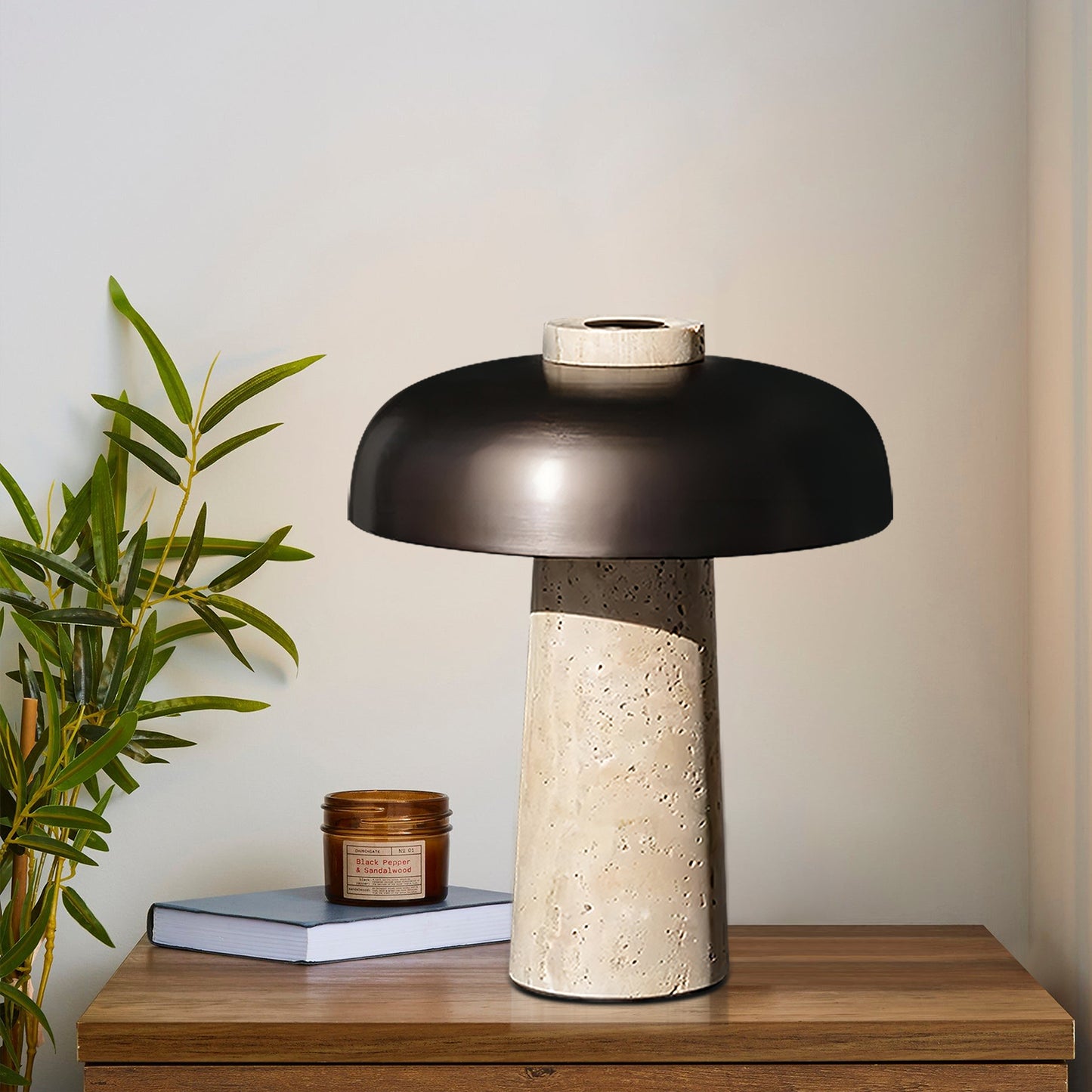 Travertine Mushroom Table Lamp
