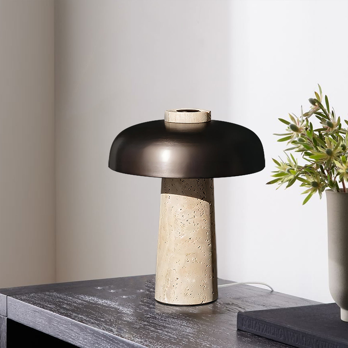 Travertine Mushroom Table Lamp