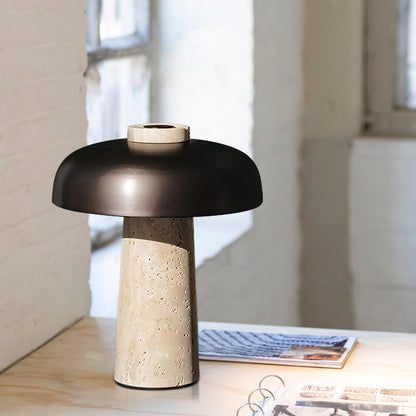 Travertine Mushroom Table Lamp